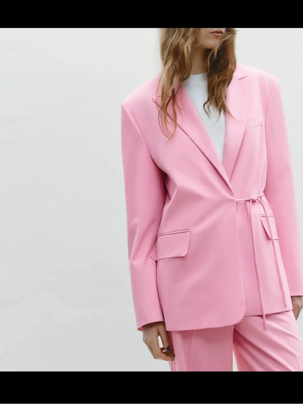Zara NWT oversized blazer with ties pink 5247/739
